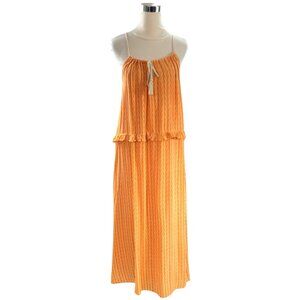 Taluhla Maxi Dress Womens Size Lg Orange Print Summer Festival Beach Resort Sun